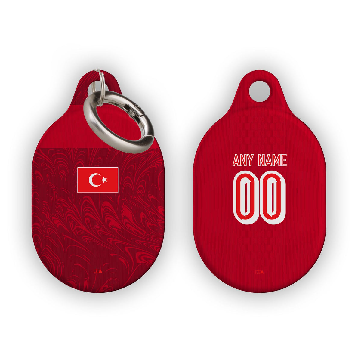 AirTag holder with the Turkey 2026 Away football shirt design by RIPA Football