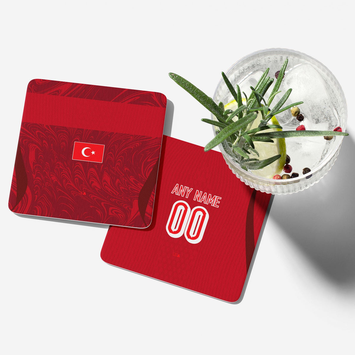 Coaster with the Turkey 2026 Away football shirt design by RIPA Football
