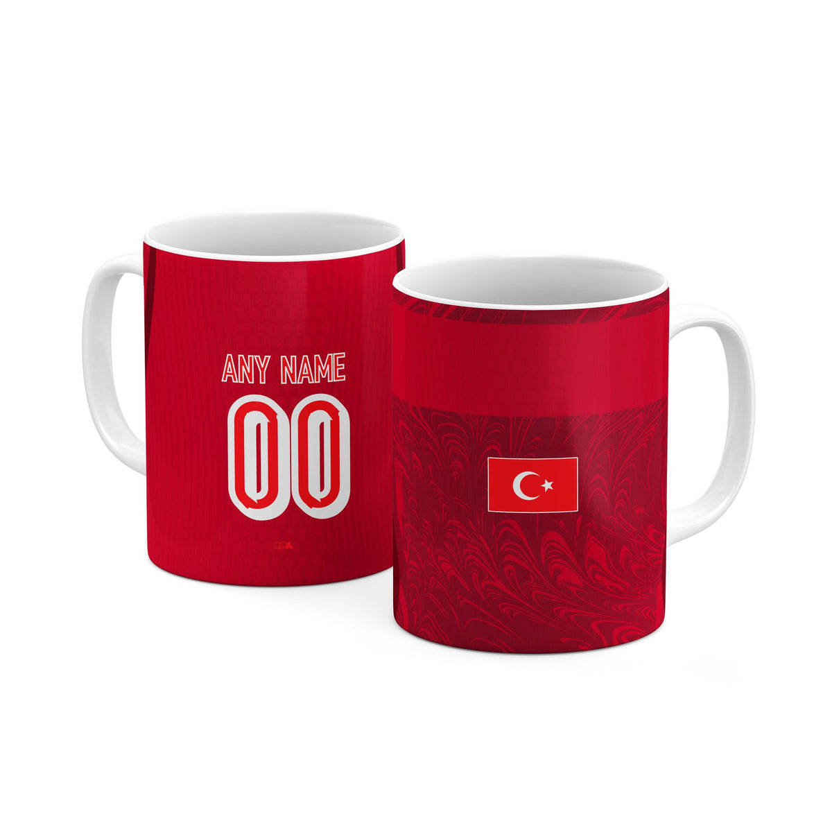Mug with the Turkey 2026 Away football shirt design by RIPA Football