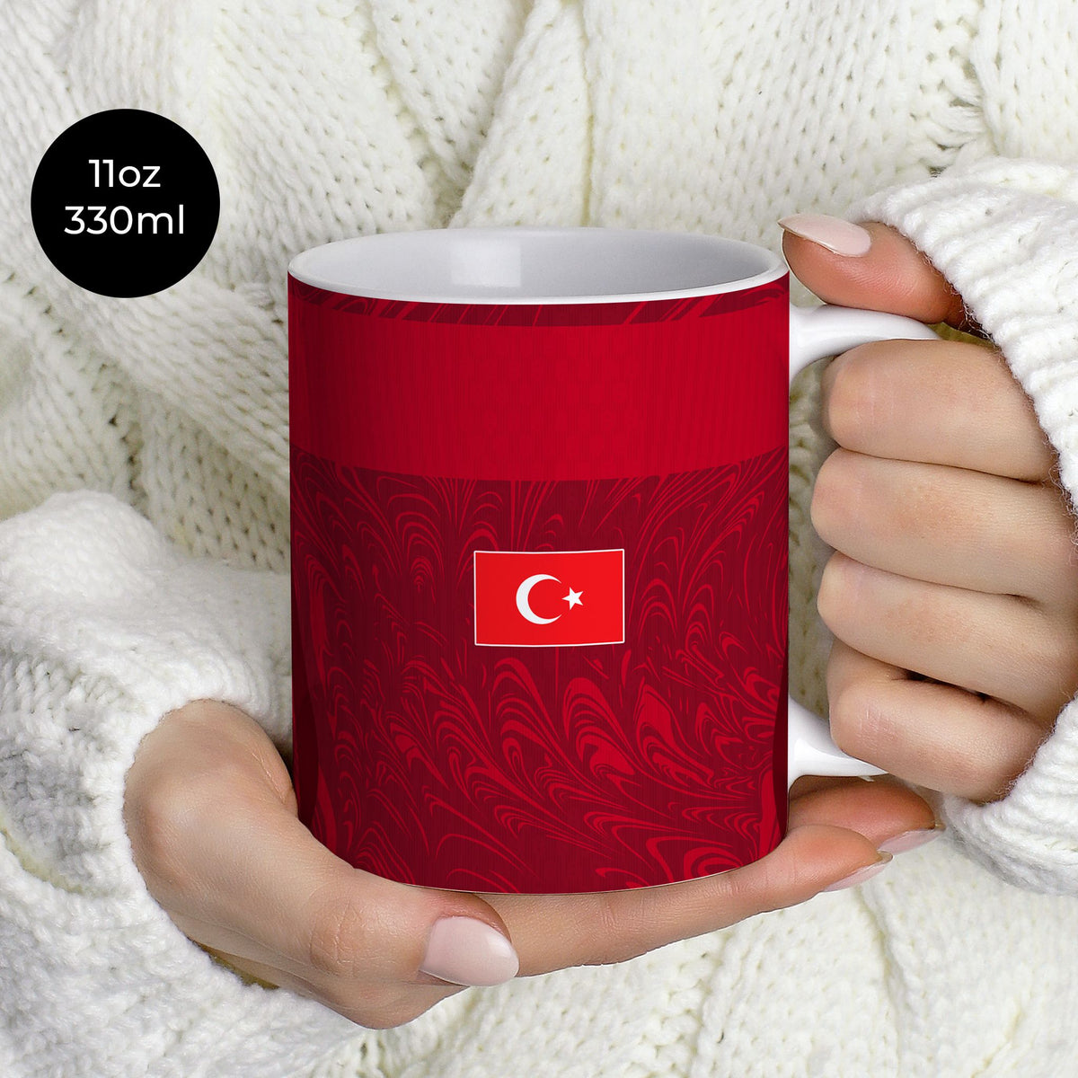 Mug with the Turkey 2026 Away football shirt design by RIPA Football