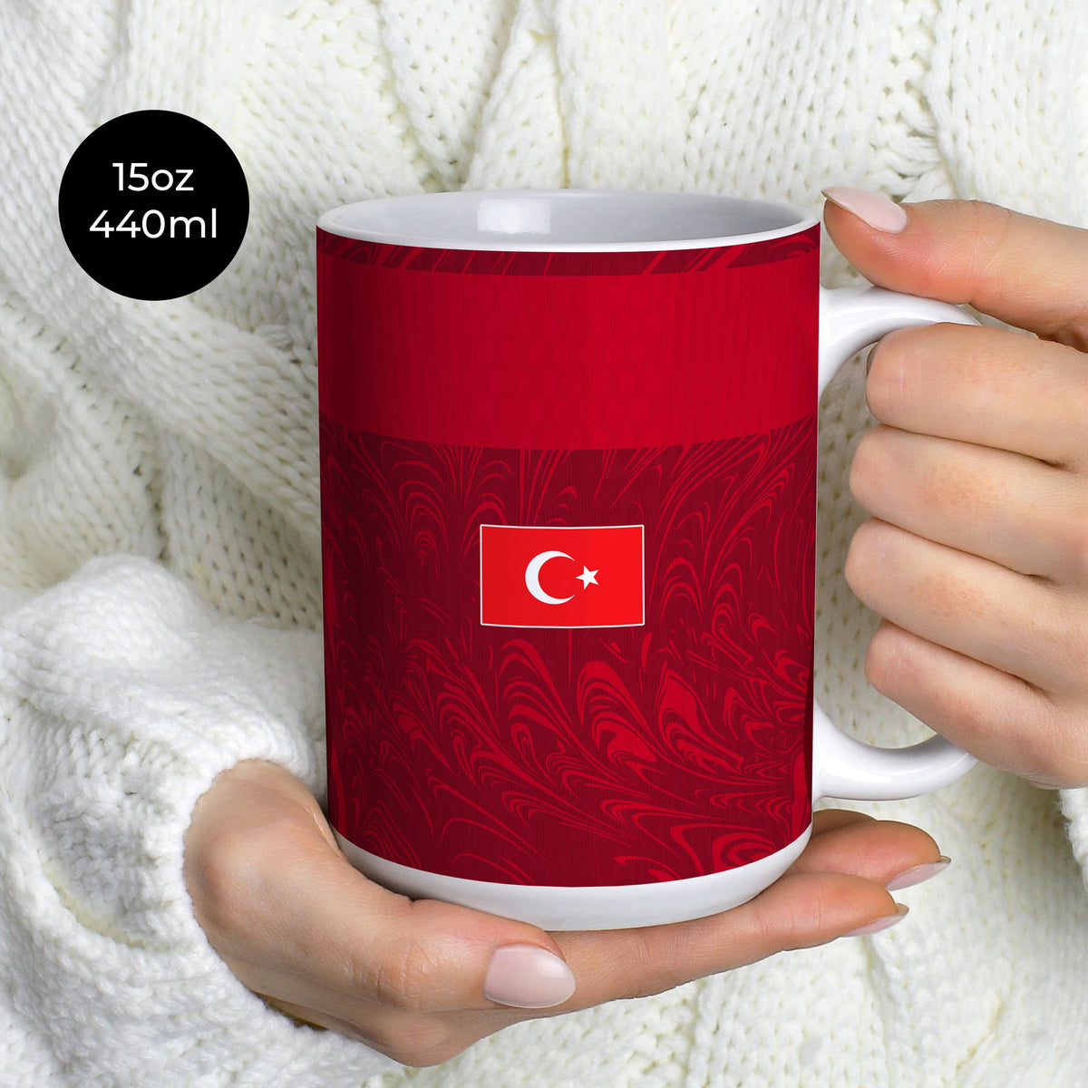 Mug with the Turkey 2026 Away football shirt design by RIPA Football