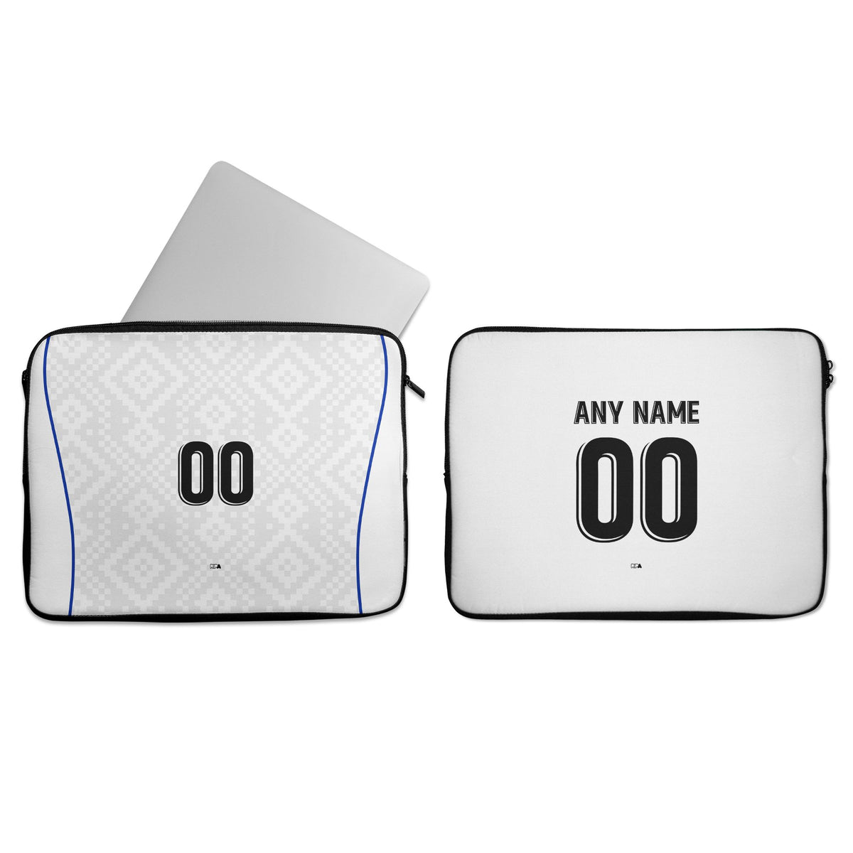 Laptop sleeve with the Uzbekistan 2026 Away football shirt design by RIPA Football