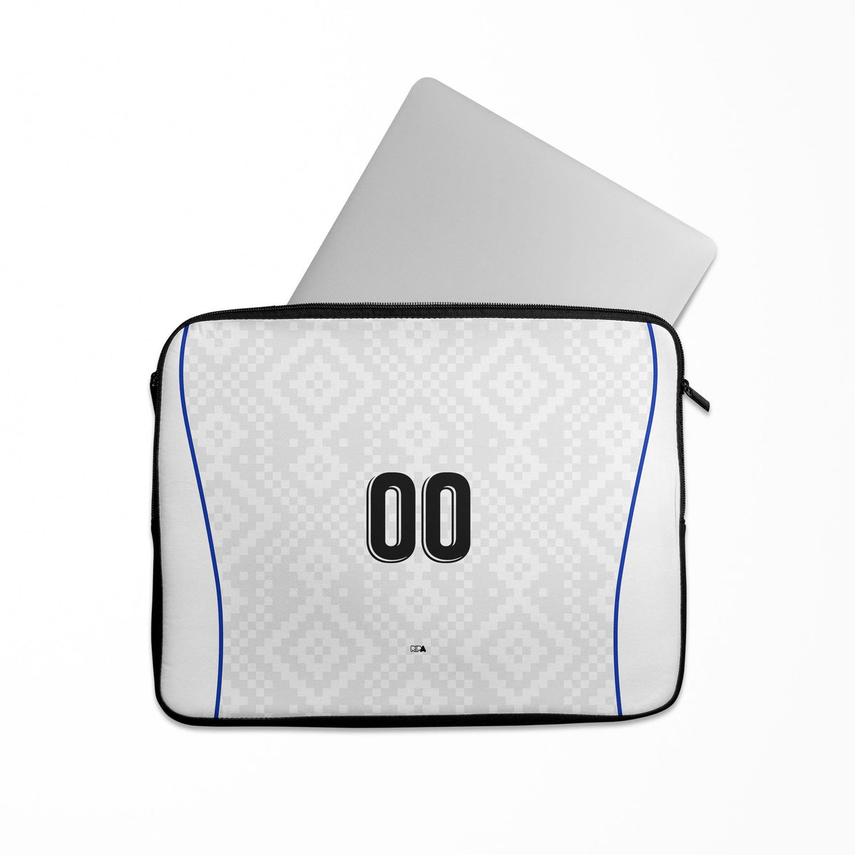 Laptop sleeve with the Uzbekistan 2026 Away football shirt design by RIPA Football
