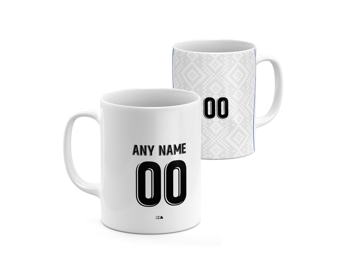 Mug with the Uzbekistan 2026 Away football shirt design by RIPA Football