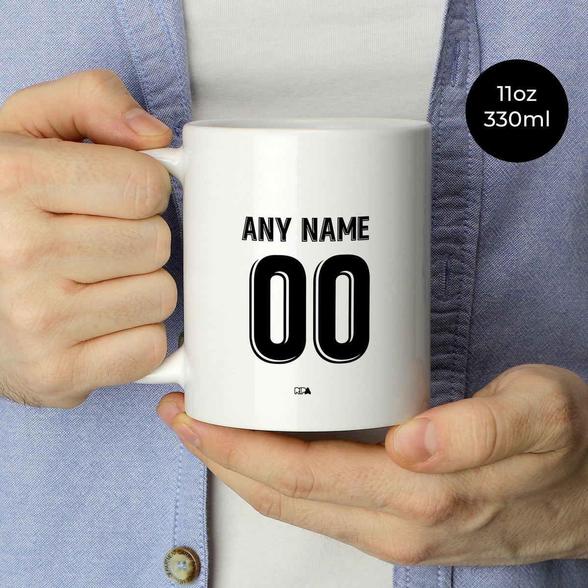 Mug with the Uzbekistan 2026 Away football shirt design by RIPA Football