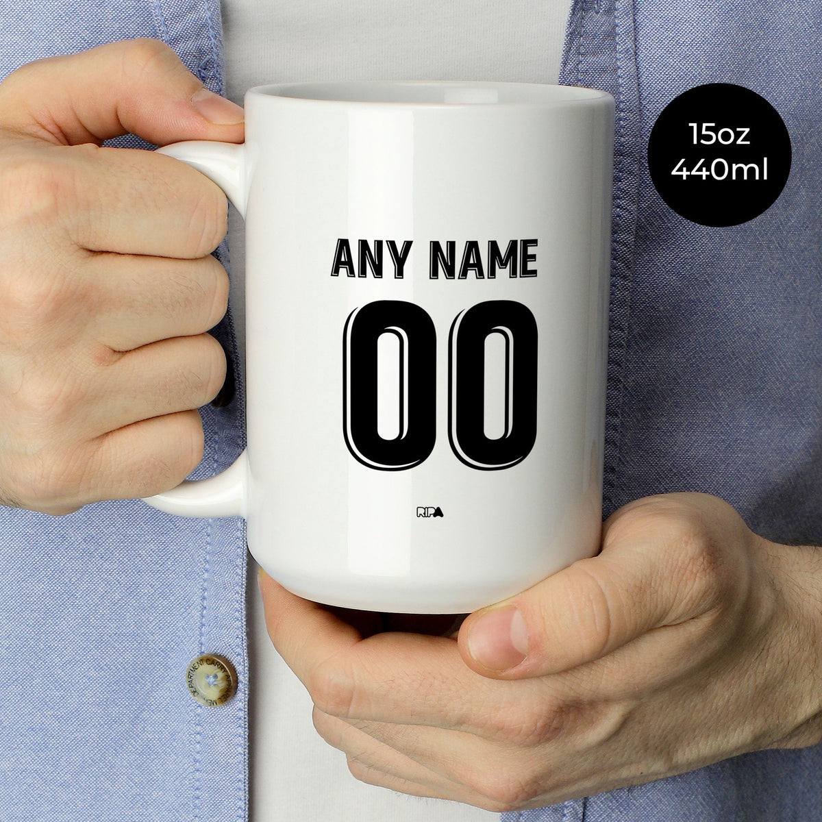 Mug with the Uzbekistan 2026 Away football shirt design by RIPA Football