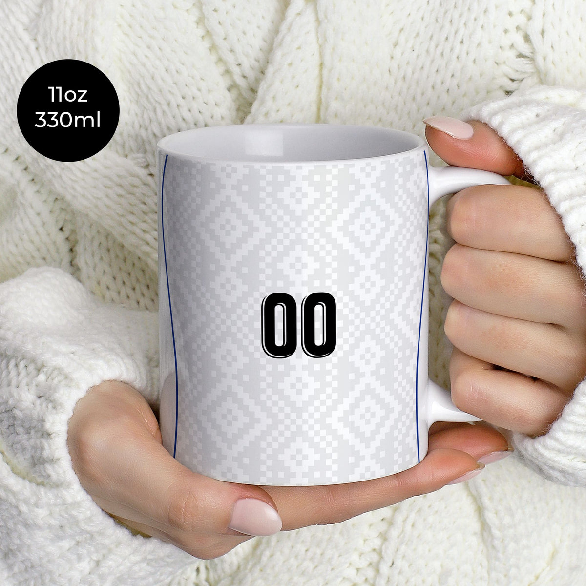 Mug with the Uzbekistan 2026 Away football shirt design by RIPA Football