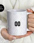 Mug with the Uzbekistan 2026 Away football shirt design by RIPA Football
