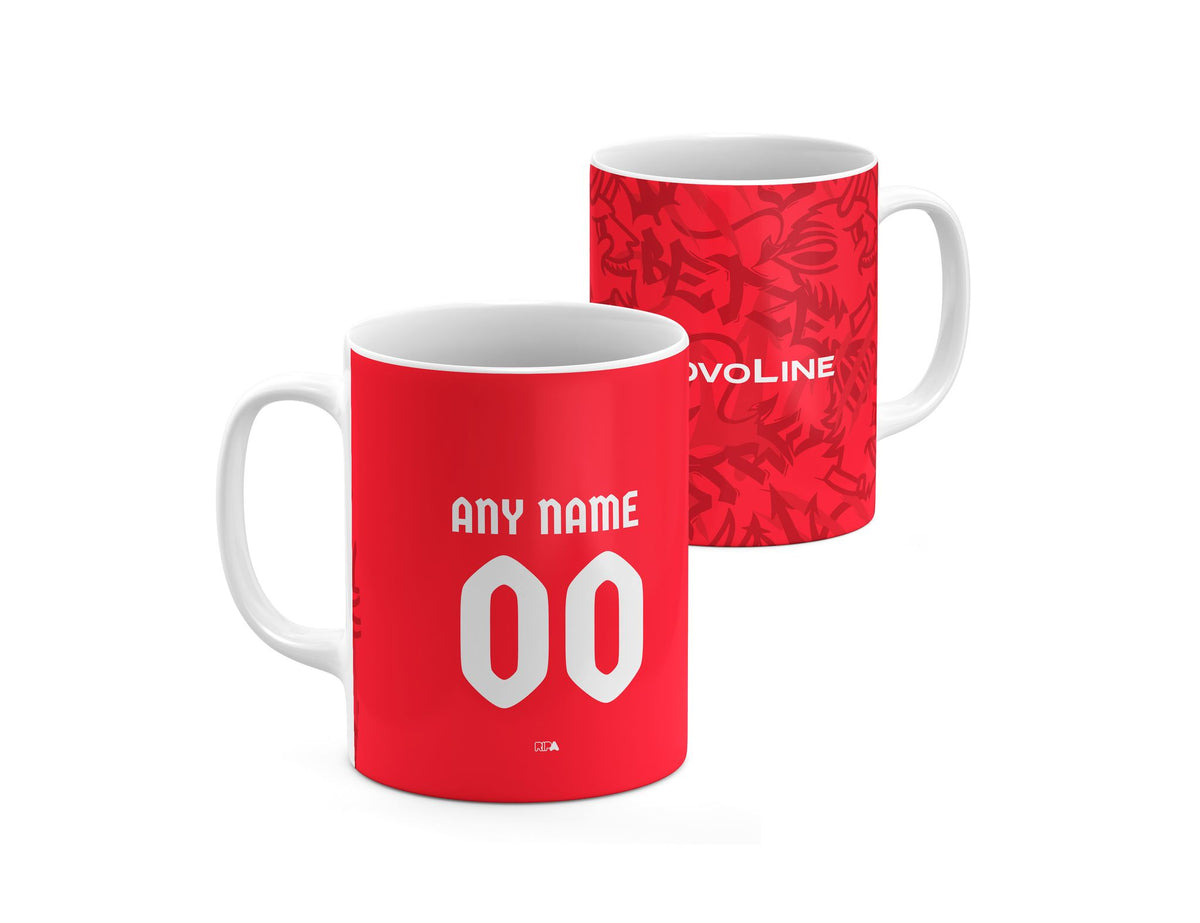 Mug with the Kaiserslautern 2026-27 Home football shirt design by RIPA Football