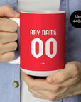 Mug with the Kaiserslautern 2026-27 Home football shirt design by RIPA Football