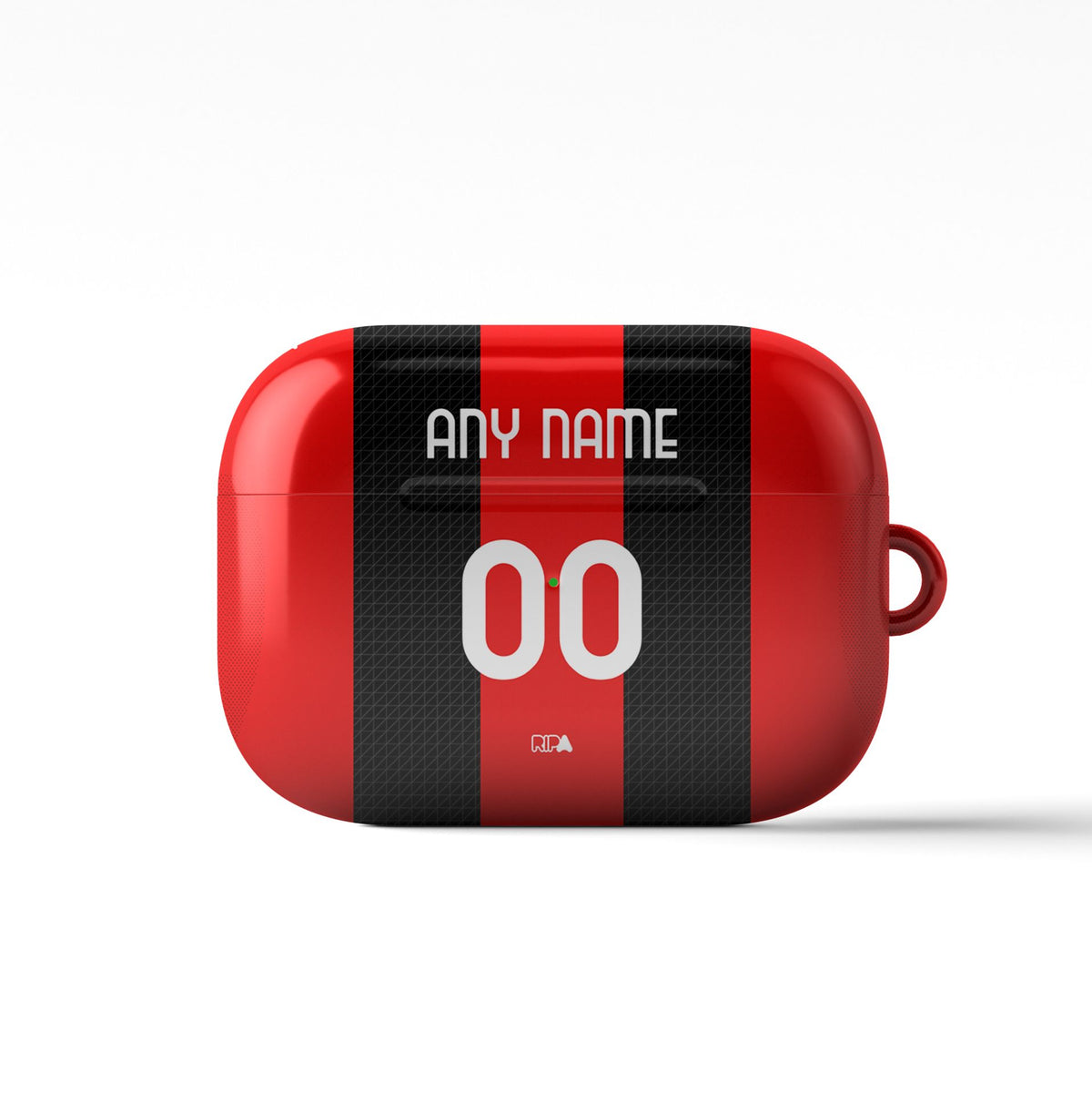 AirPods case with the AC Milan 2026-27 Home football shirt design by RIPA Football