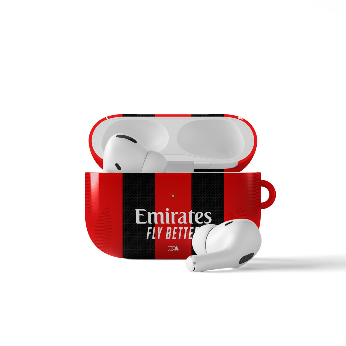 AirPods case with the AC Milan 2026-27 Home football shirt design by RIPA Football
