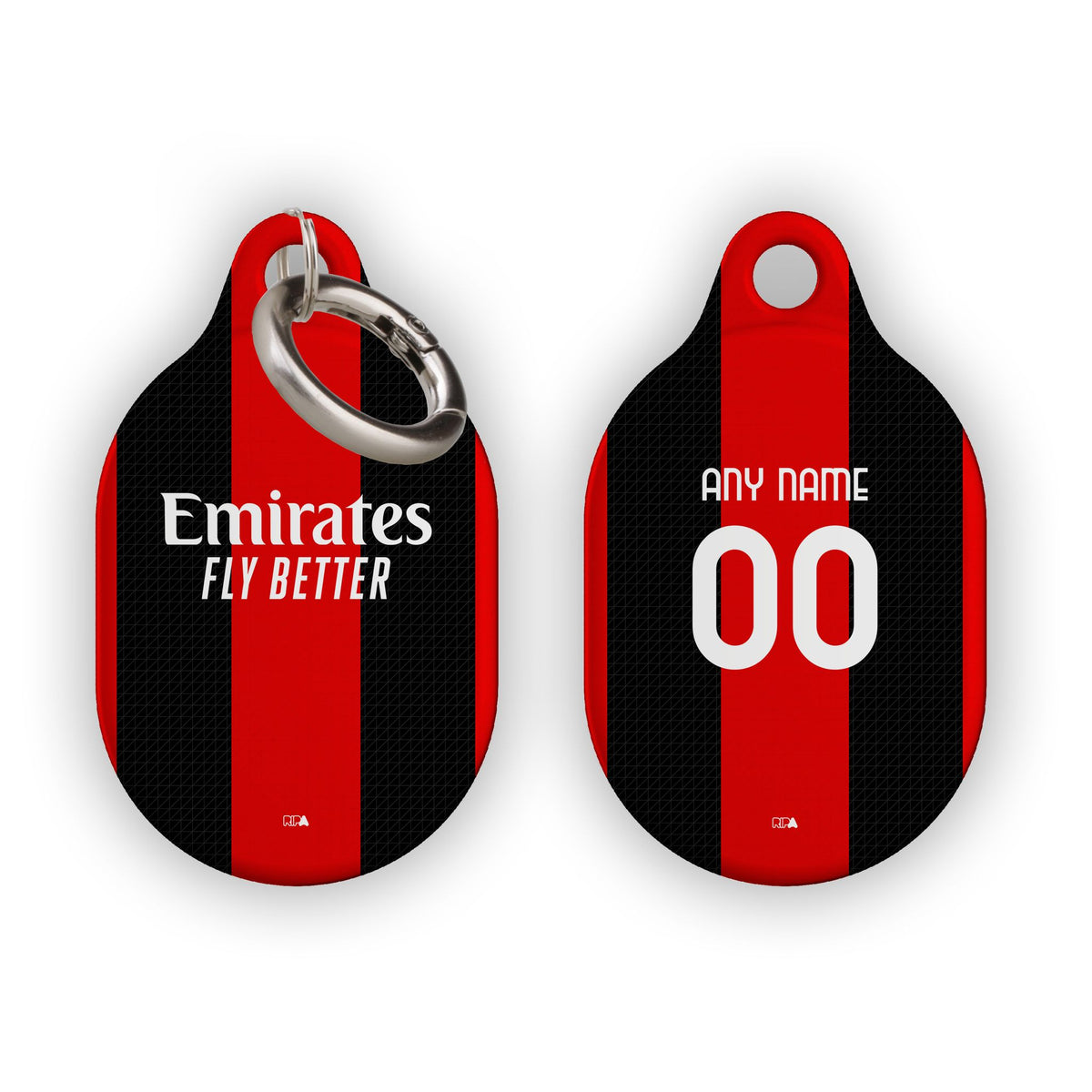 AirTag holder with the AC Milan 2026-27 Home football shirt design by RIPA Football