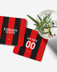 Coaster with the AC Milan 2026-27 Home football shirt design by RIPA Football