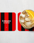 Coaster with the AC Milan 2026-27 Home football shirt design by RIPA Football