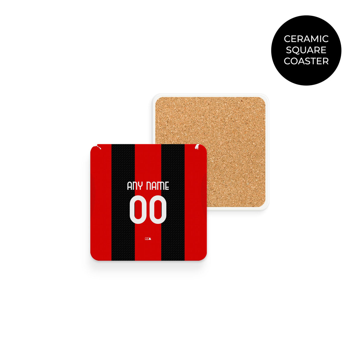 Coaster with the AC Milan 2026-27 Home football shirt design by RIPA Football