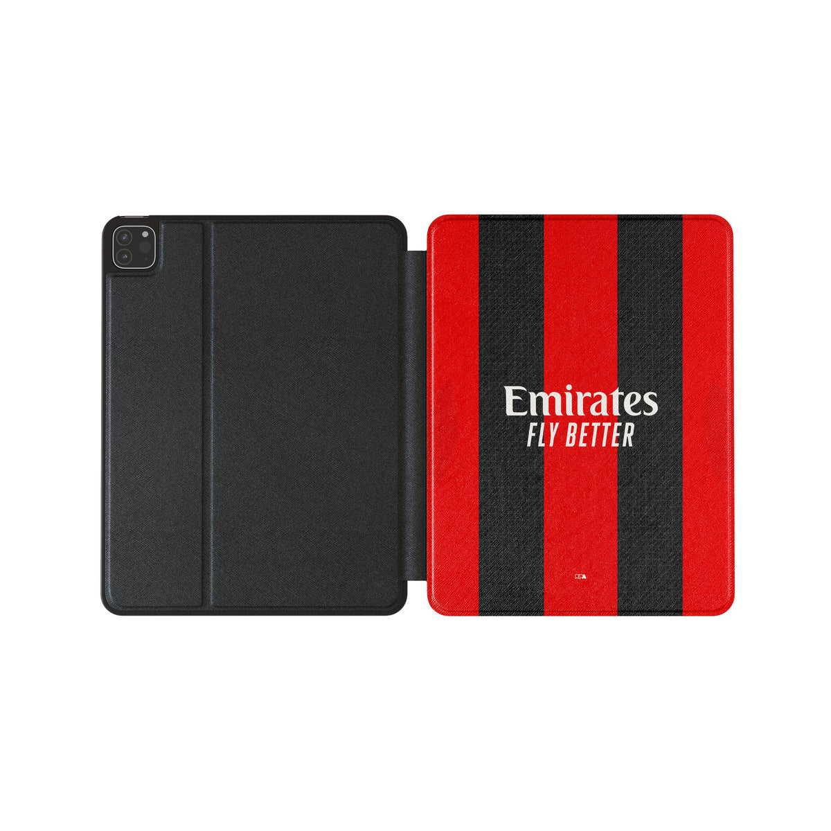 iPad case with the AC Milan 2026-27 Home football shirt design by RIPA Football