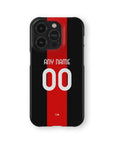 Phone case with the AC Milan 2026-27 Home football shirt design by RIPA Football