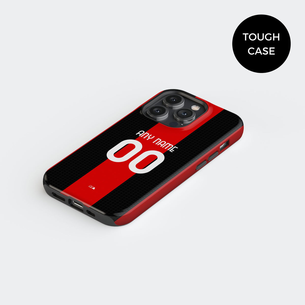 Phone case with the AC Milan 2026-27 Home football shirt design by RIPA Football