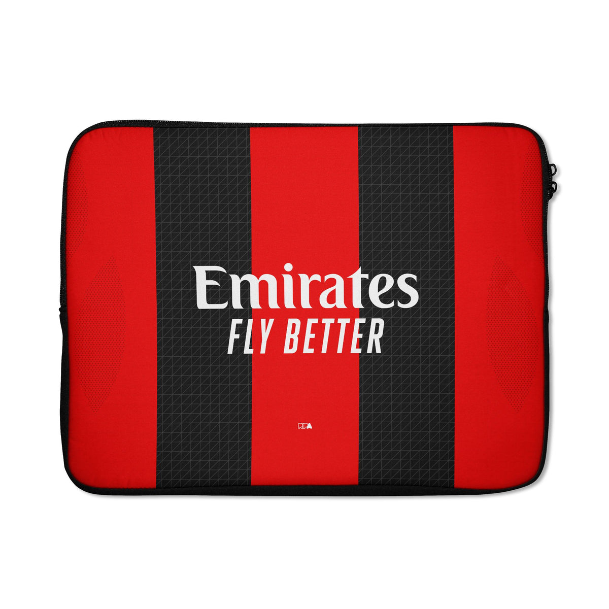 Laptop sleeve with the AC Milan 2026-27 Home football shirt design by RIPA Football