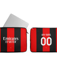 Laptop sleeve with the AC Milan 2026-27 Home football shirt design by RIPA Football