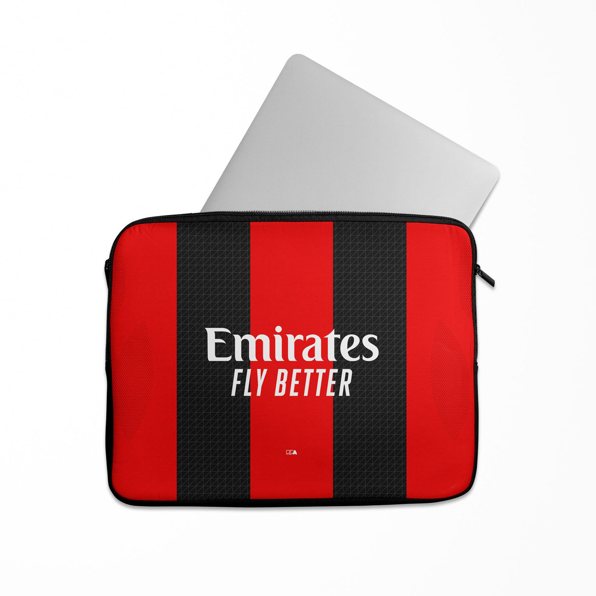 Laptop sleeve with the AC Milan 2026-27 Home football shirt design by RIPA Football