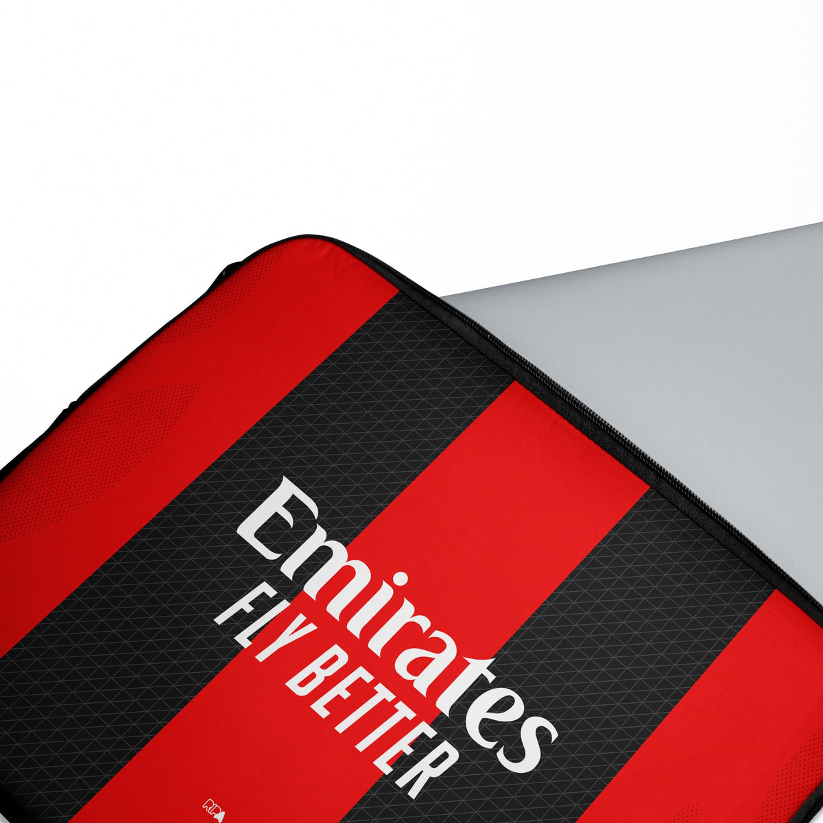 Laptop sleeve with the AC Milan 2026-27 Home football shirt design by RIPA Football