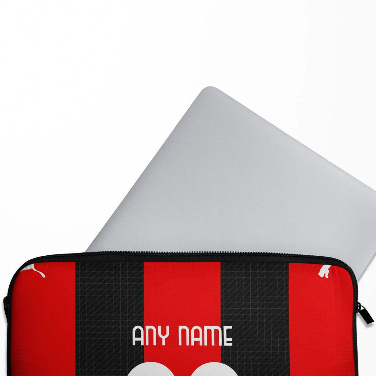 Laptop sleeve with the AC Milan 2026-27 Home football shirt design by RIPA Football