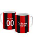 Mug with the AC Milan 2026-27 Home football shirt design by RIPA Football