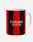 Mug with the AC Milan 2026-27 Home football shirt design by RIPA Football