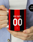 Mug with the AC Milan 2026-27 Home football shirt design by RIPA Football