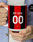 Mug with the AC Milan 2026-27 Home football shirt design by RIPA Football