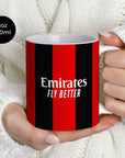 Mug with the AC Milan 2026-27 Home football shirt design by RIPA Football