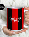 Mug with the AC Milan 2026-27 Home football shirt design by RIPA Football