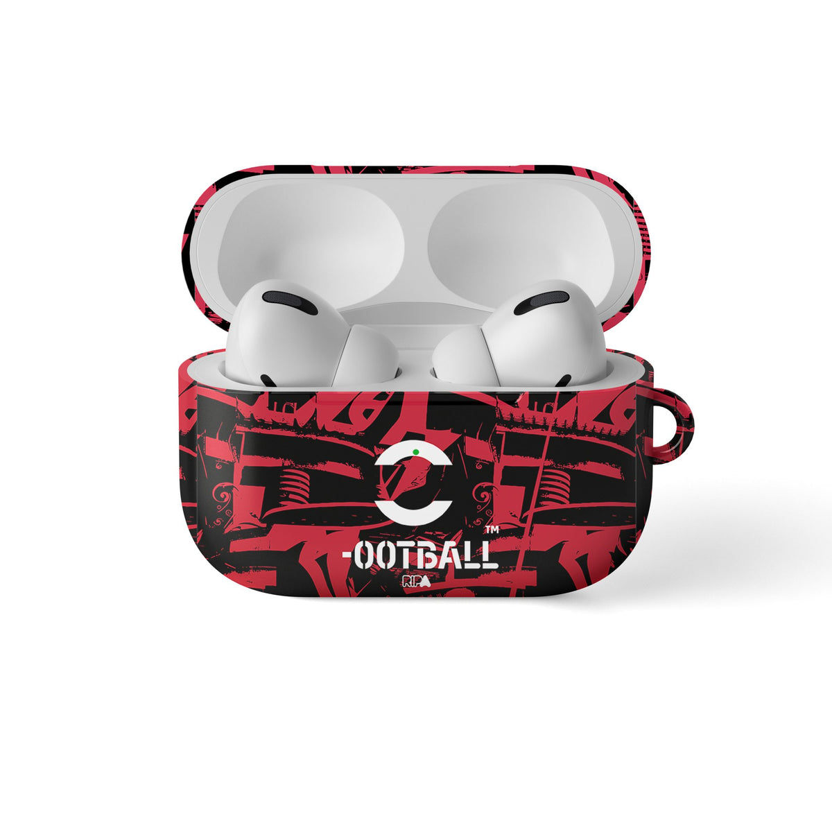 AirPods case with the AC Milan 2026-27 Prematch football shirt design by RIPA Football
