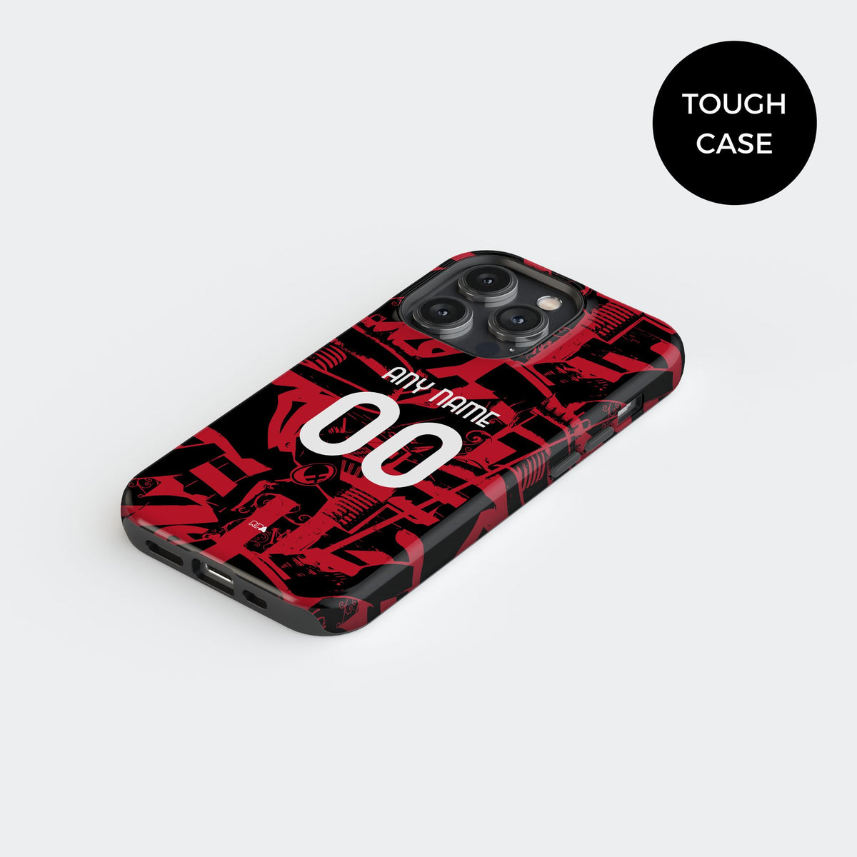 Phone case with the AC Milan 2026-27 Prematch football shirt design by RIPA Football