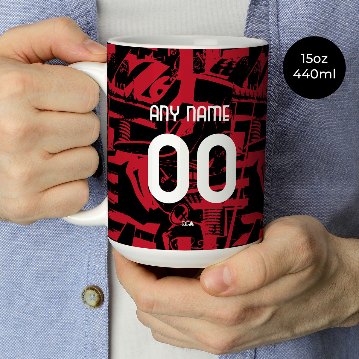 Mug with the AC Milan 2026-27 Prematch football shirt design by RIPA Football