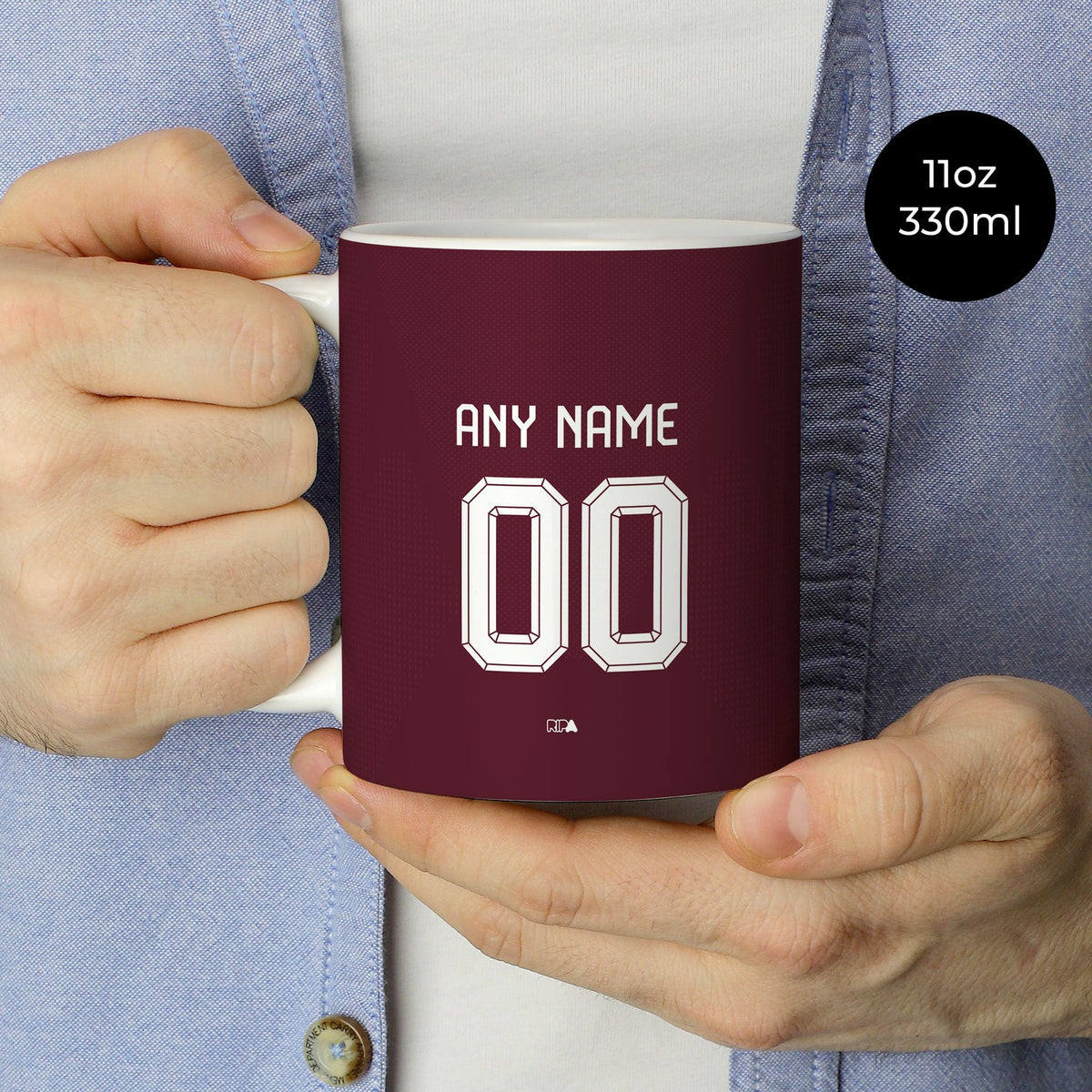 Mug with the Aston Villa 2026-27 Home football shirt design by RIPA Football