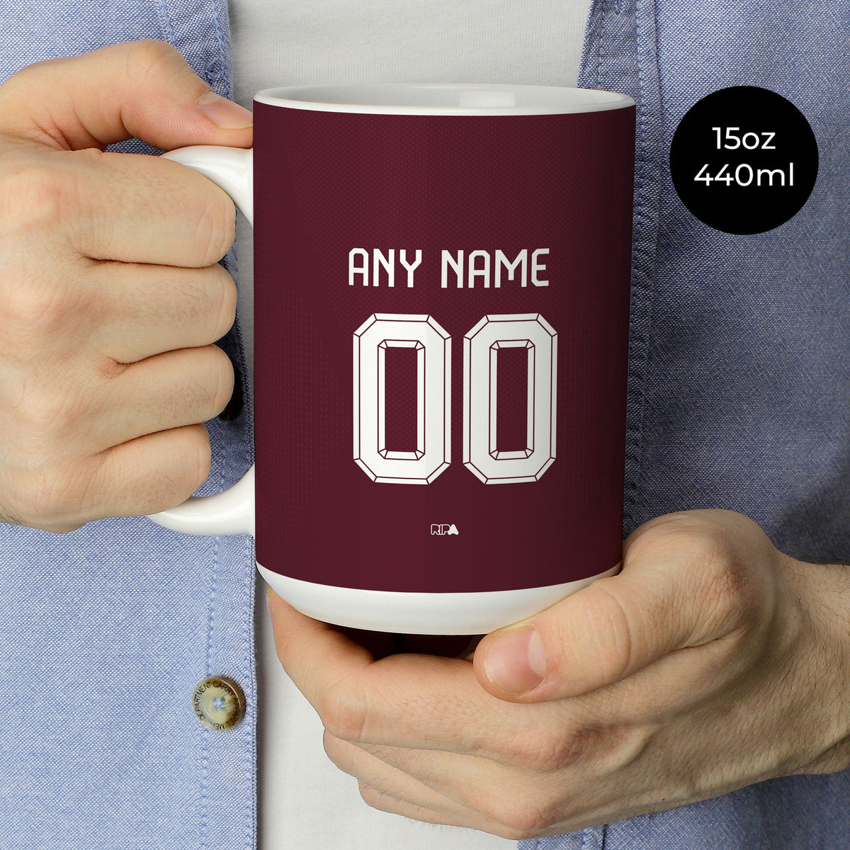 Mug with the Aston Villa 2026-27 Home football shirt design by RIPA Football