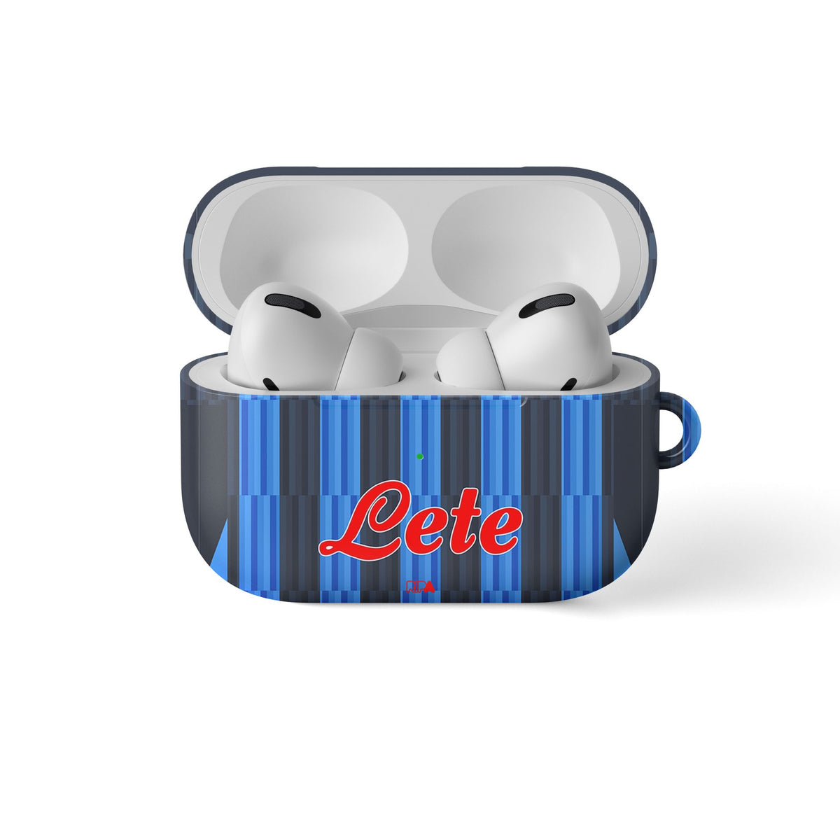 AirPods case with the Atalanta 2026-27 Home football shirt design by RIPA Football
