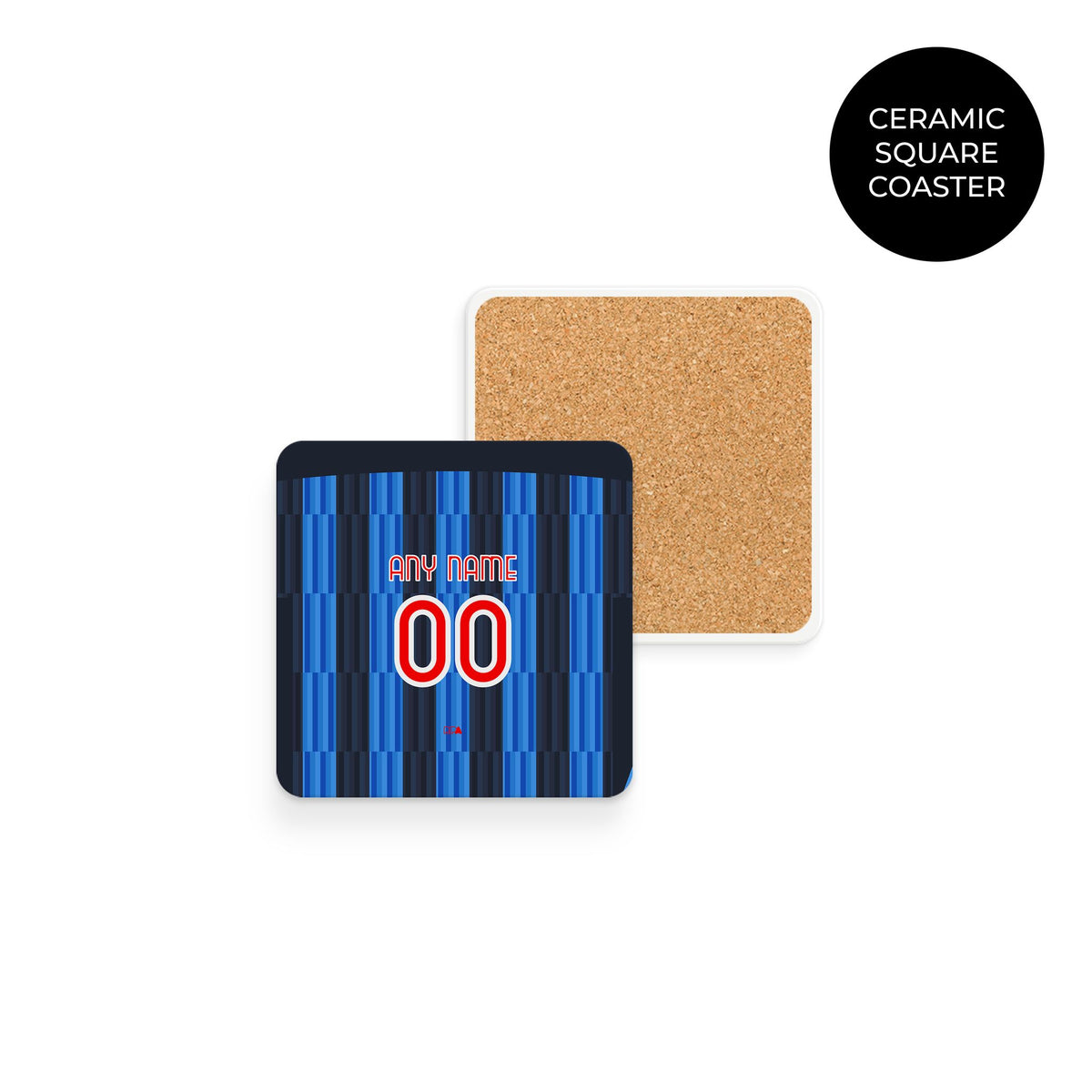 Coaster with the Atalanta 2026-27 Home football shirt design by RIPA Football