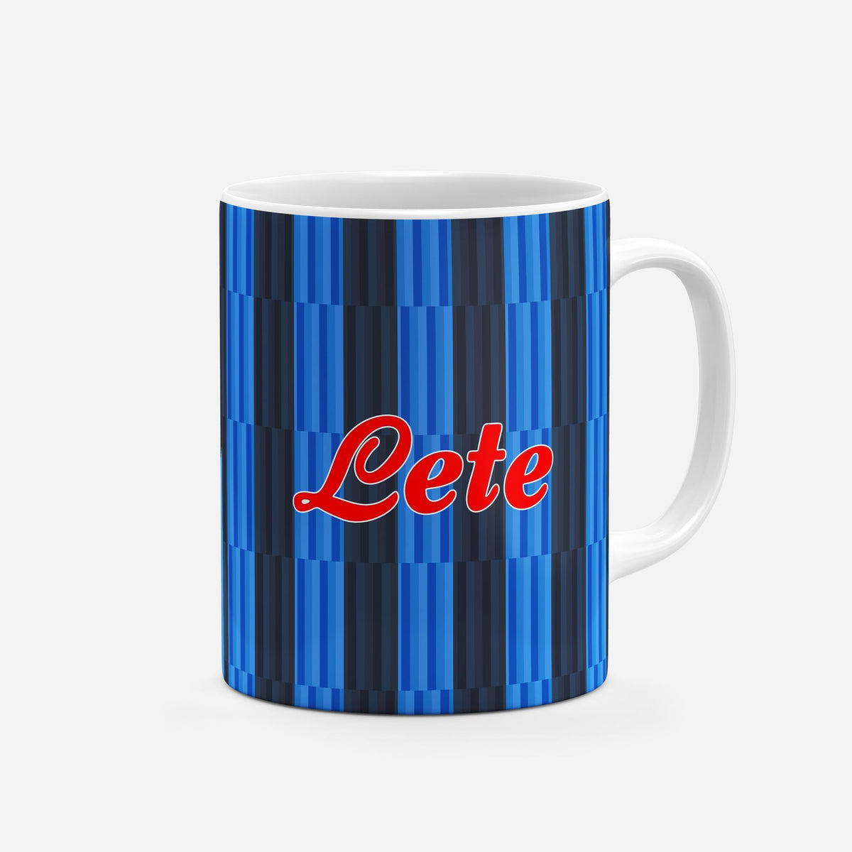 Mug with the Atalanta 2026-27 Home football shirt design by RIPA Football