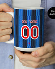 Mug with the Atalanta 2026-27 Home football shirt design by RIPA Football