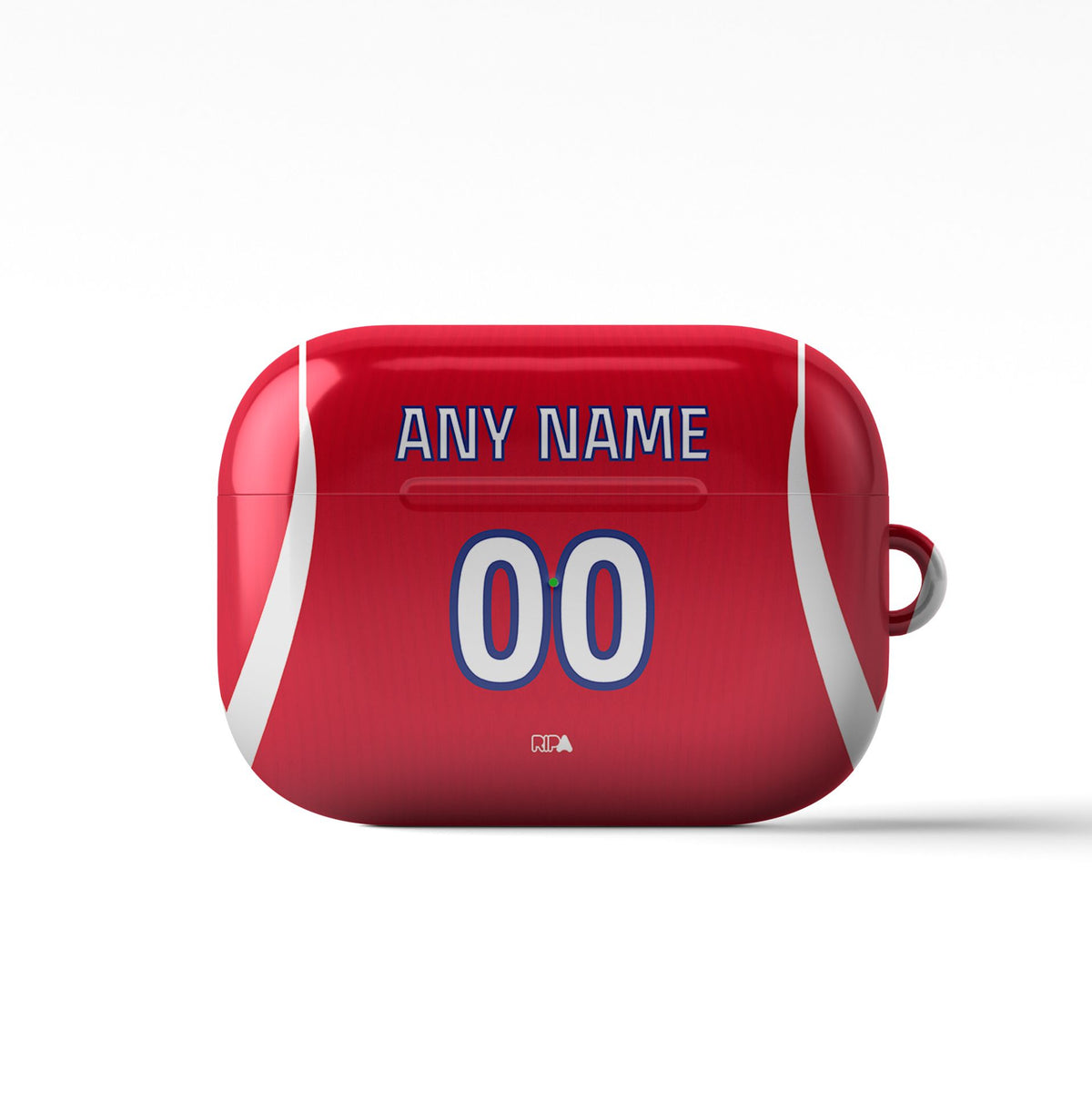 AirPods case with the Atlético Madrid 2026-27 Home football shirt design by RIPA Football