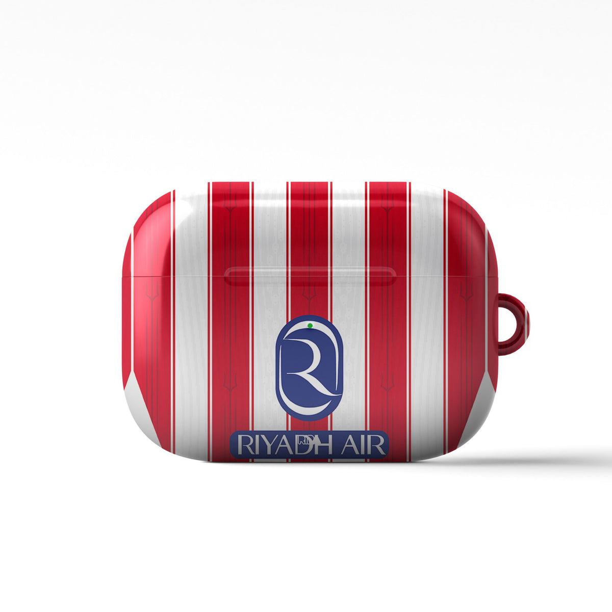 AirPods case with the Atlético Madrid 2026-27 Home football shirt design by RIPA Football