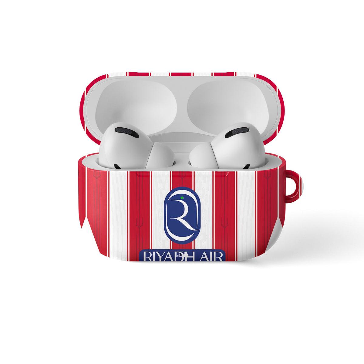 AirPods case with the Atlético Madrid 2026-27 Home football shirt design by RIPA Football