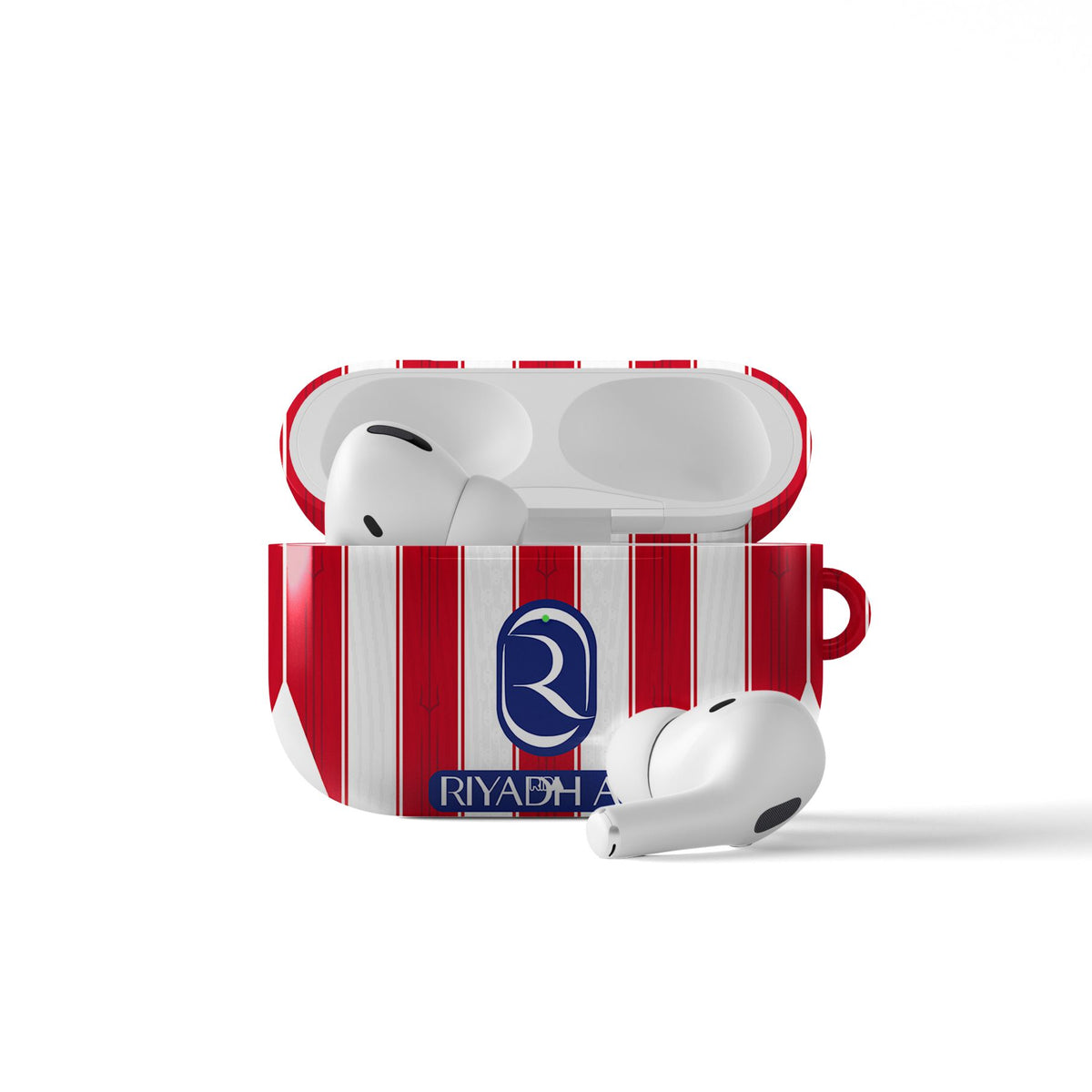 AirPods case with the Atlético Madrid 2026-27 Home football shirt design by RIPA Football