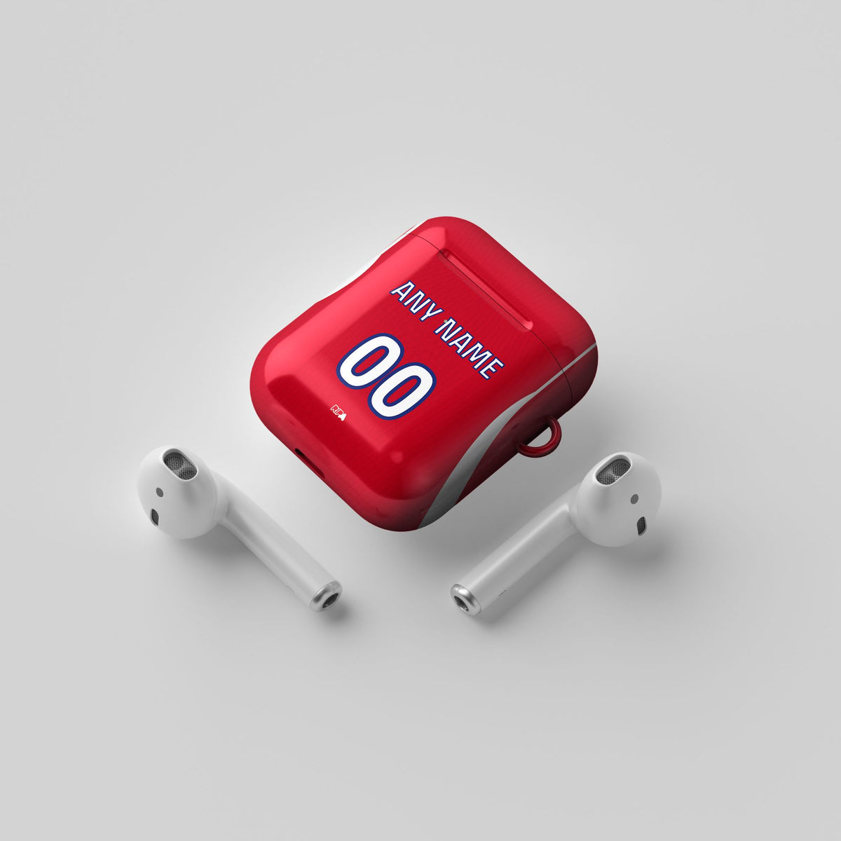 AirPods case with the Atlético Madrid 2026-27 Home football shirt design by RIPA Football