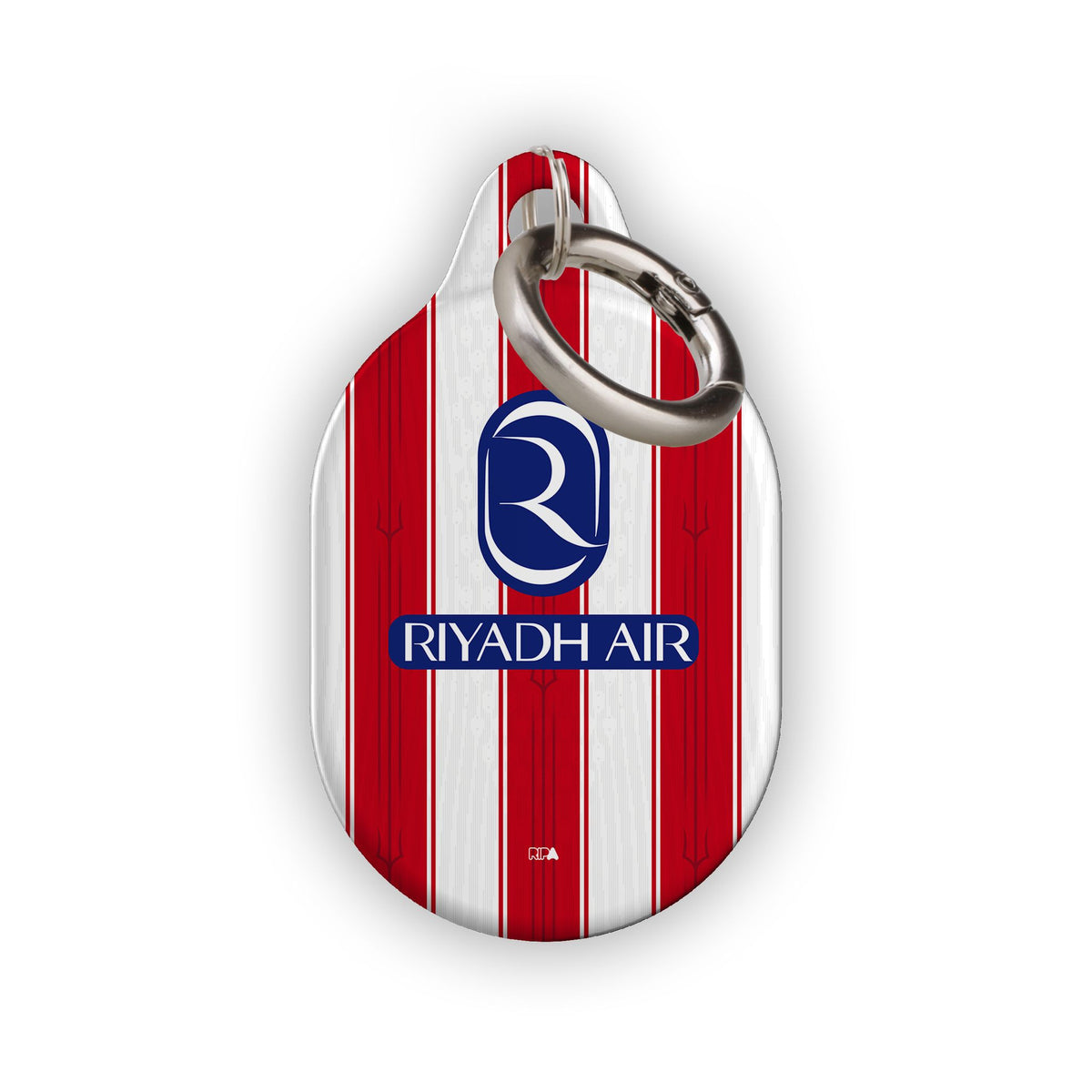 AirTag holder with the Atlético Madrid 2026-27 Home football shirt design by RIPA Football