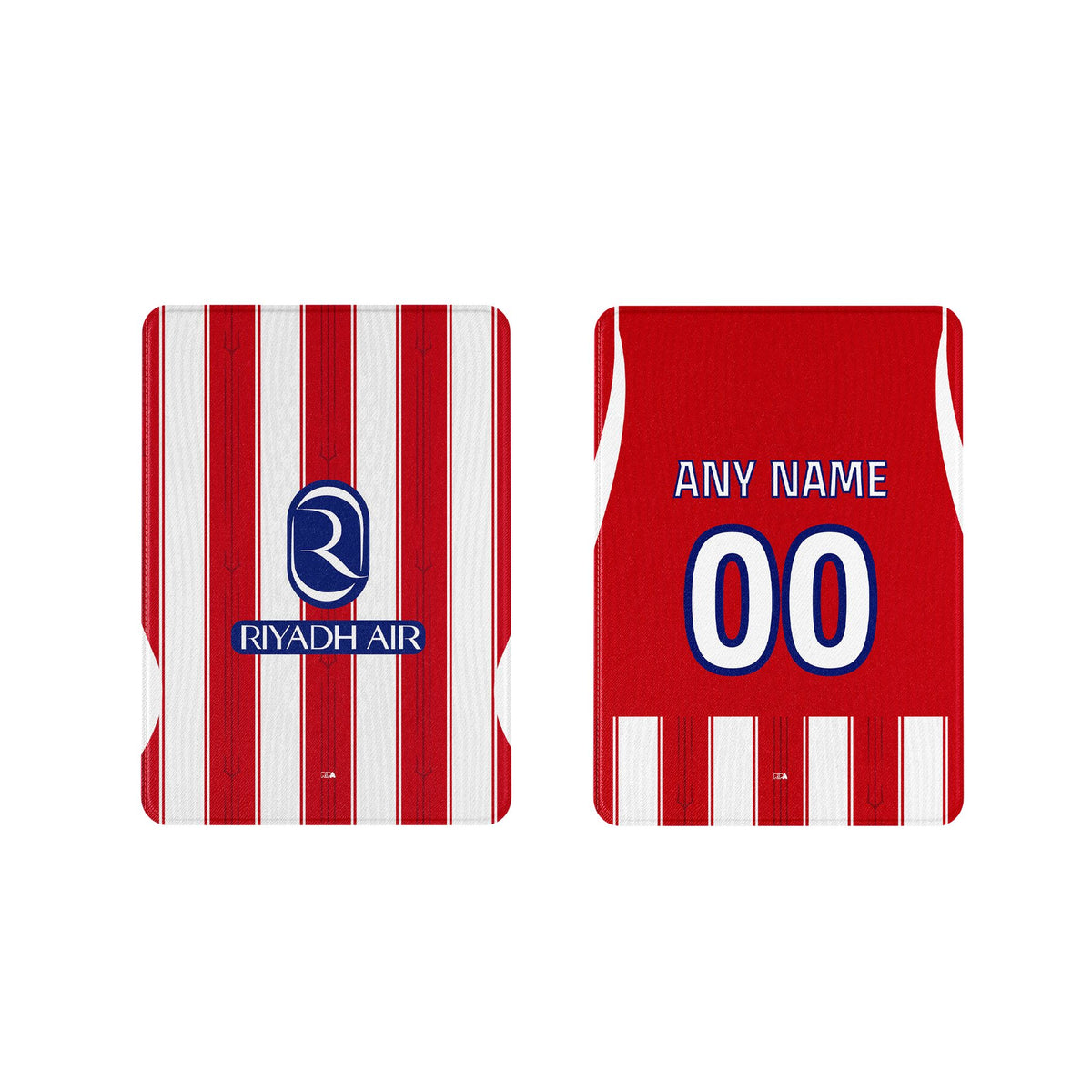 iPad case with the Atlético Madrid 2026-27 Home football shirt design by RIPA Football